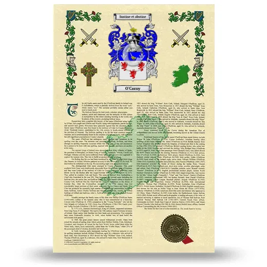 O'Carny Armorial History with Coat of Arms