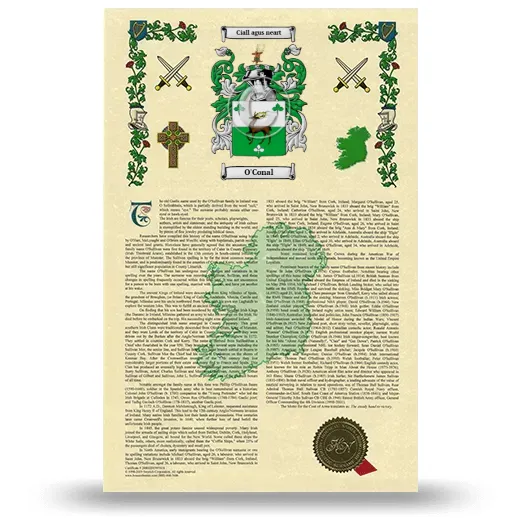O'Conal Armorial History with Coat of Arms