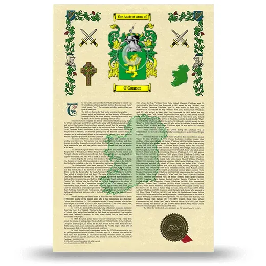 O'Conner Armorial History with Coat of Arms