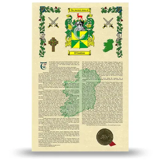 O'Crottee Armorial History with Coat of Arms