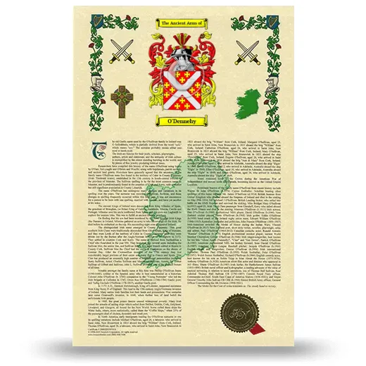 O'Dennehy Armorial History with Coat of Arms