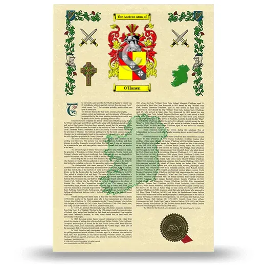 O'Hanen Armorial History with Coat of Arms