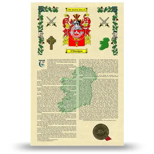O'Harrigan Armorial History with Coat of Arms