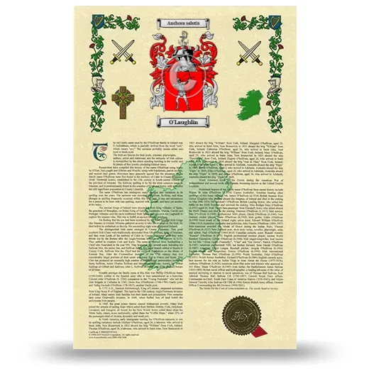 O'Laughlin Armorial History with Coat of Arms