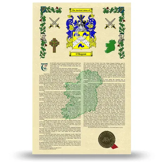 O'Regent Armorial History with Coat of Arms