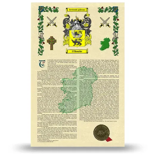 O'Rourke Armorial History with Coat of Arms