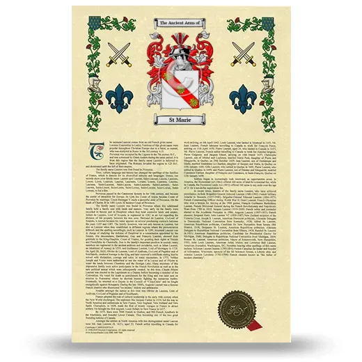 St Marie Armorial History with Coat of Arms