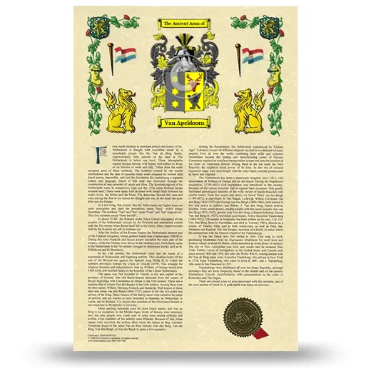 Van Apeldoorn Armorial History with Coat of Arms