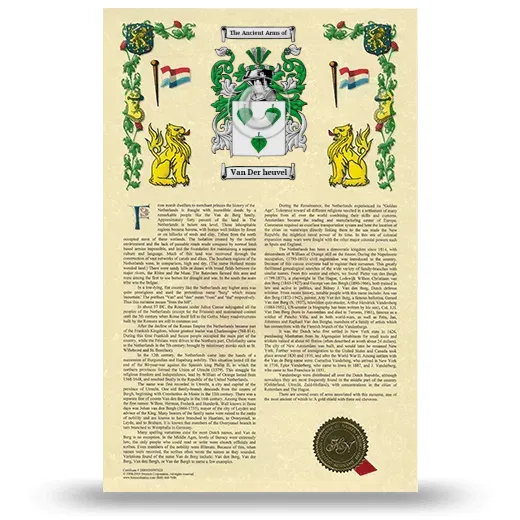 Van Der heuvel Armorial History with Coat of Arms