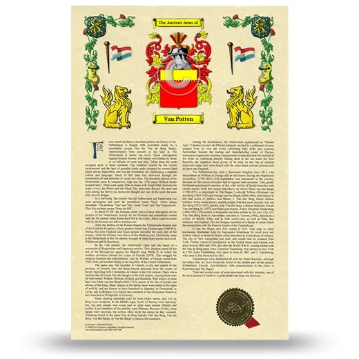 Van Putten Armorial History with Coat of Arms