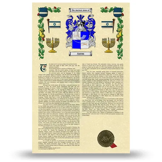 Aaron Armorial History with Coat of Arms