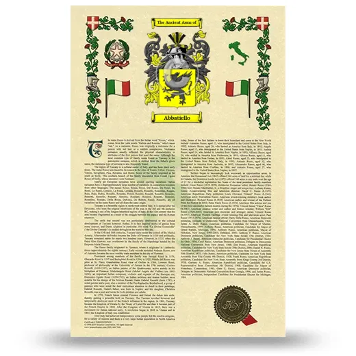 Abbatiello Armorial History with Coat of Arms