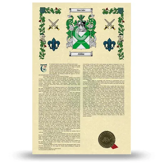 Abbie Armorial History with Coat of Arms