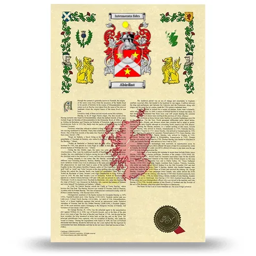 Abirdint Armorial History with Coat of Arms