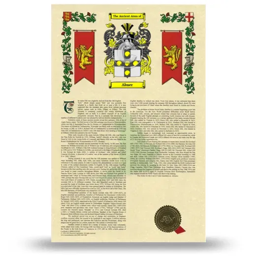 Abner Armorial History with Coat of Arms