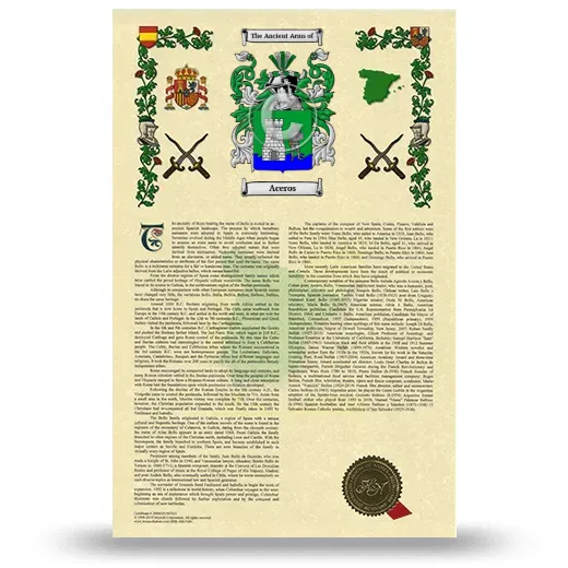 Aceros Armorial History with Coat of Arms