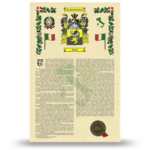 Aceti Armorial History with Coat of Arms