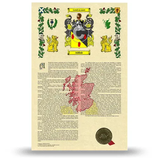 Addair Armorial History with Coat of Arms