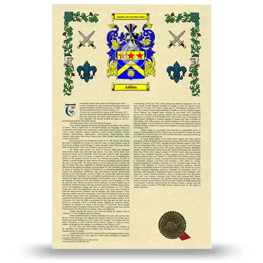 Adden Armorial History with Coat of Arms