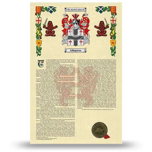 Adingston Armorial History with Coat of Arms