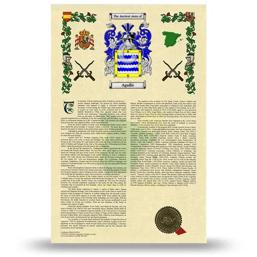 Agulló Armorial History with Coat of Arms
