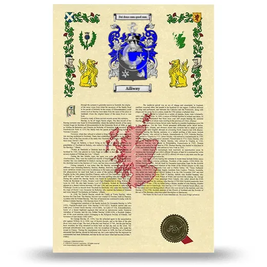 Ailiway Armorial History with Coat of Arms