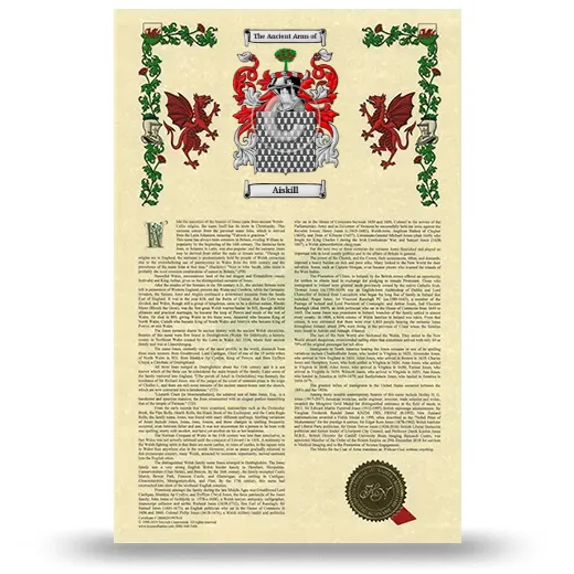 Aiskill Armorial History with Coat of Arms