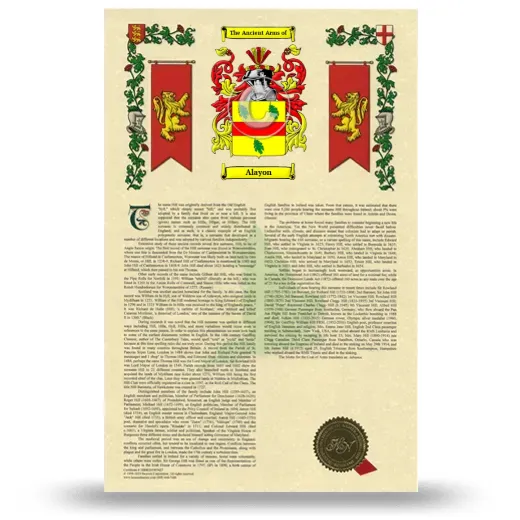 Alayon Armorial History with Coat of Arms