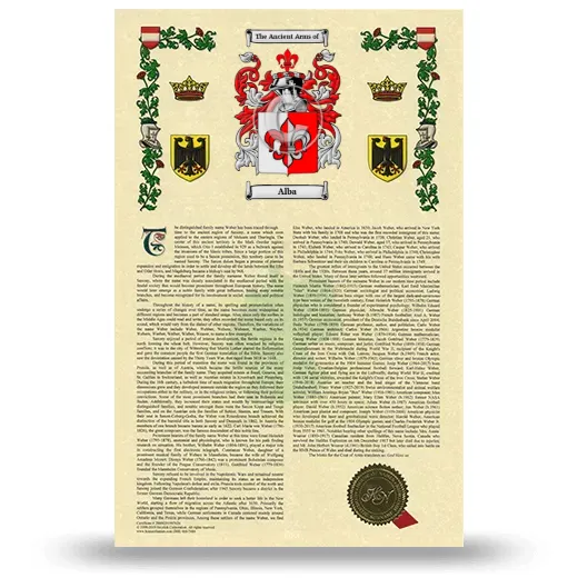 Alba Armorial History with Coat of Arms
