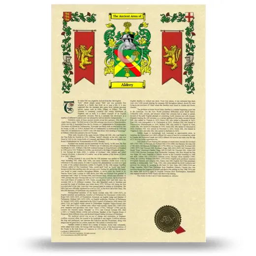 Aldrey Armorial History with Coat of Arms