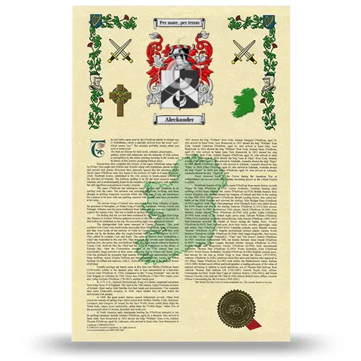 Aleckander Armorial History with Coat of Arms