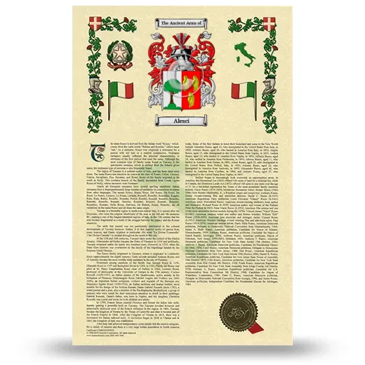 Alesci Armorial History with Coat of Arms