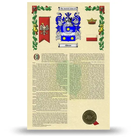 Alesse Armorial History with Coat of Arms
