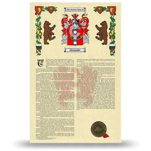 Alexander Armorial History with Coat of Arms