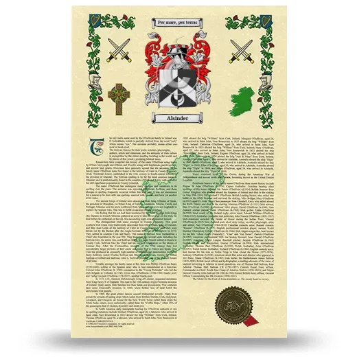 Alsinder Armorial History with Coat of Arms