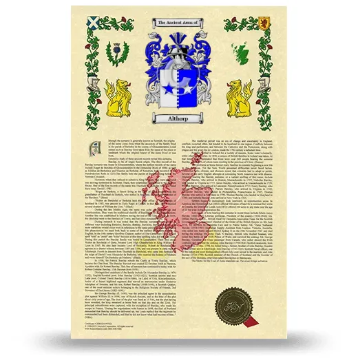 Althorp Armorial History with Coat of Arms