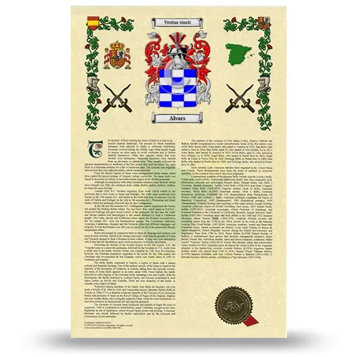 Alvars Armorial History with Coat of Arms