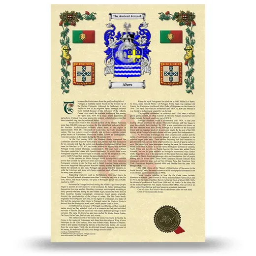 Alves Armorial History with Coat of Arms