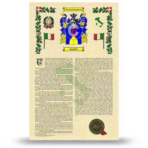 Amadeo Armorial History with Coat of Arms