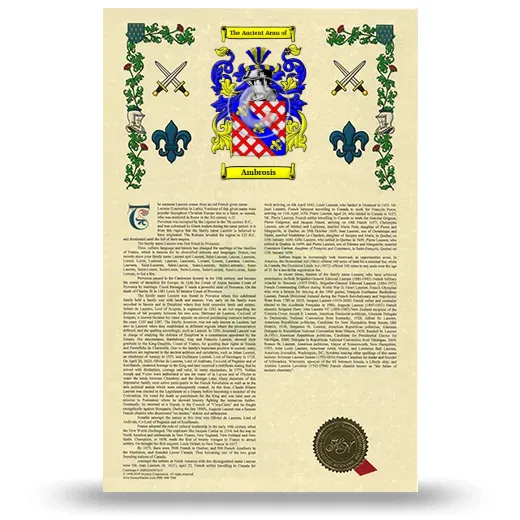 Ambrosis Armorial History with Coat of Arms