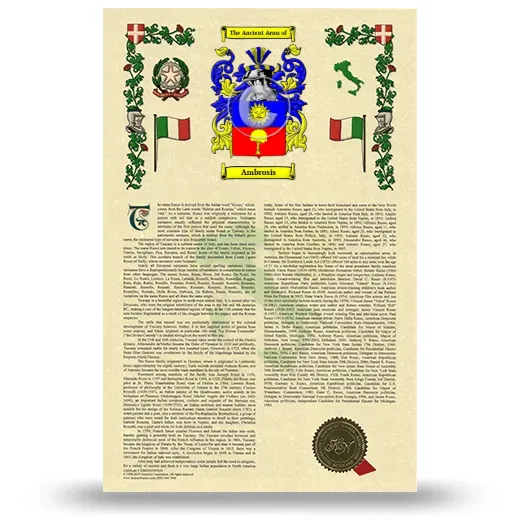 Ambrosis Armorial History with Coat of Arms