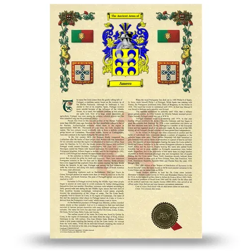 Amero Armorial History with Coat of Arms