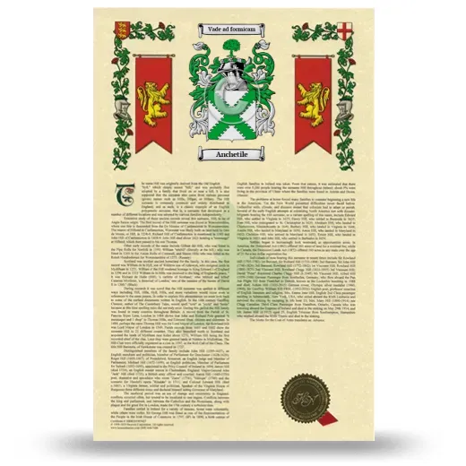 Anchetile Armorial History with Coat of Arms