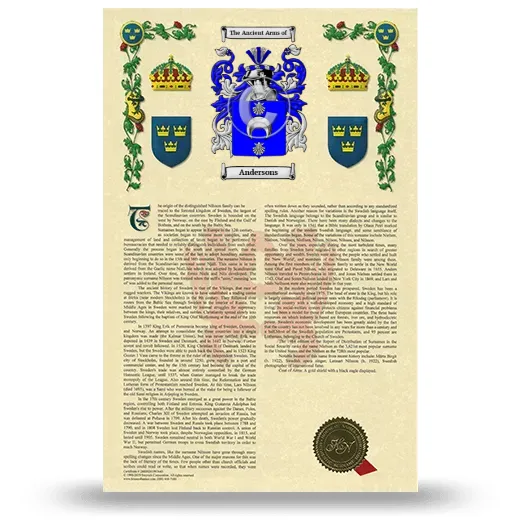 Andersons Armorial History with Coat of Arms