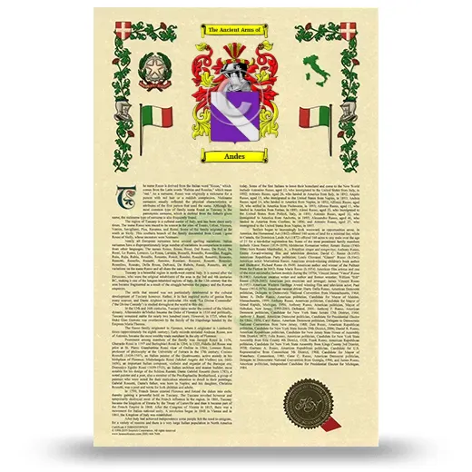 Andes Armorial History with Coat of Arms