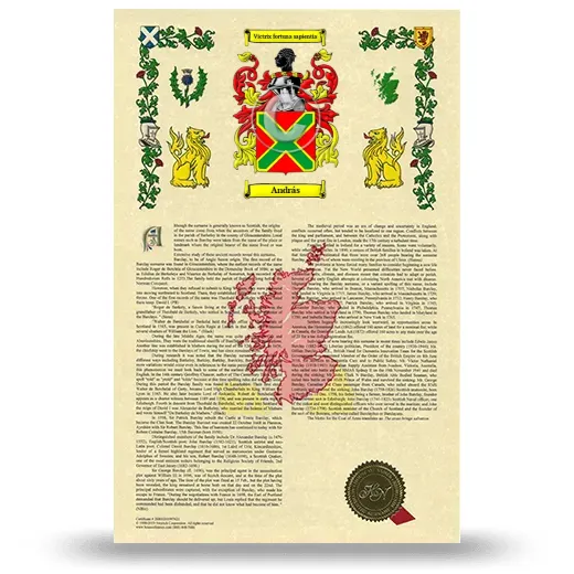 András Armorial History with Coat of Arms