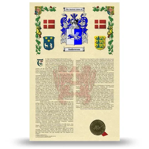Andrewson Armorial History with Coat of Arms