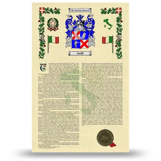 Anelli Armorial History with Coat of Arms