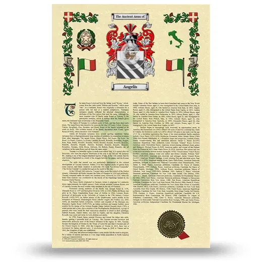 Angelis Armorial History with Coat of Arms