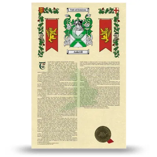 Anketill Armorial History with Coat of Arms